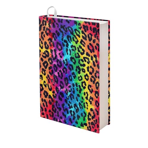 Upetstory Rainbow Leopard Print Book Cover Stretchable Jumbo Book Sleeve Washable Reusable Book Sox Protector fits Hardcover Textbooks up to 9" X 11"