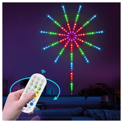 BIGFOX Tira de Luces LED de Fuegos Artificiales - Luces Artificiales con Control Remoto Bluetooth, USB Alimentadas para Decoración con Control de Aplicación, Fiesta, Decoración del Hogar (30cm)