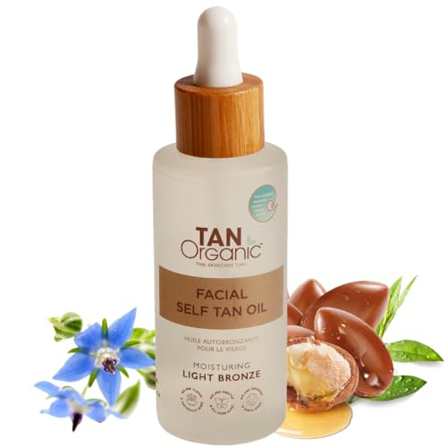 TanOrganic Self Tanning Face Serum 1.7 oz | Organic Facial Self Tanner | Hydrating Glow Drops for Natural Bronze | Vegan & Lightweight