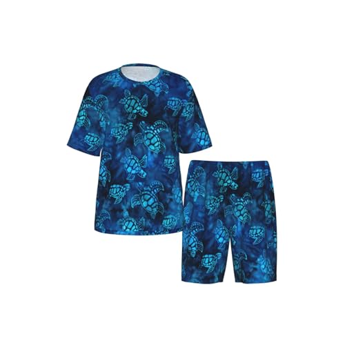 Pijama de tortuga marina para hombre ropa de dormir suave transpirable dos piezas 5