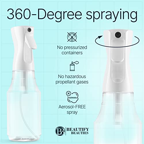 Image of BeautifyBeauties Spray Bottle For Hair - Continuous Mister Spray Bottle for Hairstyling, Cleaning, Plants, Pets, Barbers, Salons, Essential Oil Scents (24 Ounce) (Pack of 2)