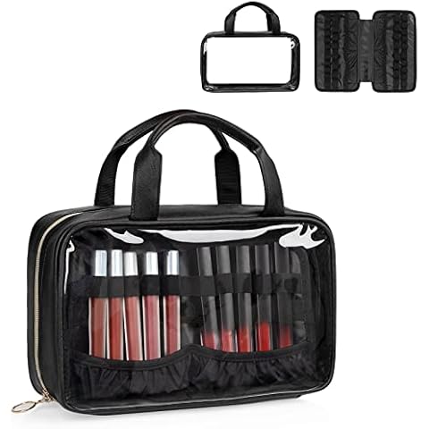 CUBETASTIC Lipstick Organizer, Clear Makeup Bag with Removable Lipstick Storage Board, 40 Slots Lip Gloss Case, Travel Cosmetic Pouch for Lip Product, Makeup Artist Must Have Cover