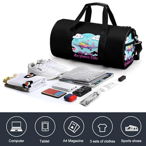 My First Airplane Ride Sports Gym Bag Travel Duffel Workout Bag with Adjustable Strap4