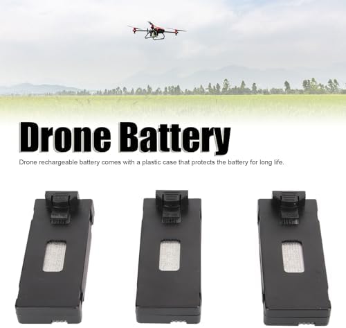 Yunseity 3.7V 750mAh Drone Lithium Battery, 3Pcs Remote Control UAV Lithium Battery, Rechargeable Quadcopter Replacement Lithium Battery for E88 for Brushless for S13 S1 APP8GPS