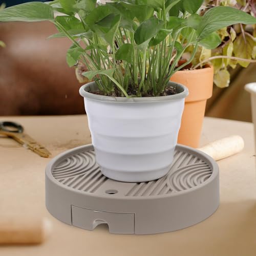 Support rond pour pot de fleurs ventilé à roulettes et réservoir