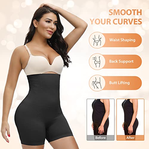 Simiya High Waisted Body Shaper Shorts, Shapewear For Women Tummy Control Thigh Slimmers Girdle Waist Cincher Panties Black #TOP3