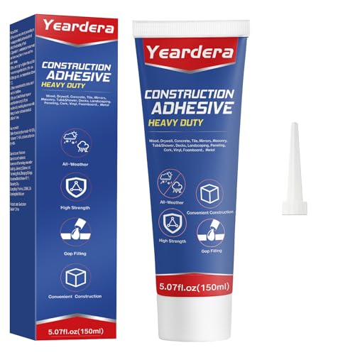 Yeardera Heavy Duty Construction Adhesive, 7.4 Ounce Cement Glue Squeeze
