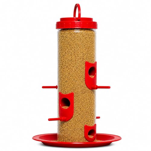 Image of Hanging Bird Feeder for Balcony & Garden 900ml Large Capacity Outdoor Food Feeder for Birds Red