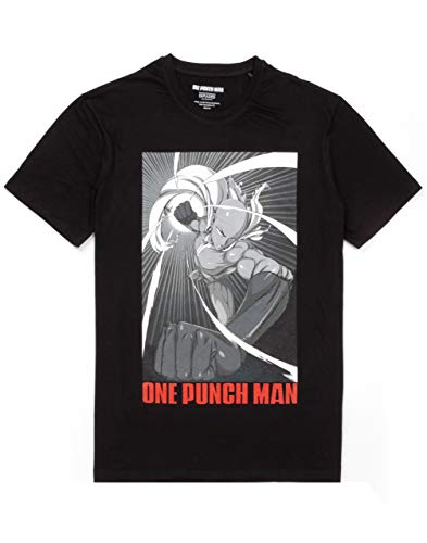 One Punch Man T Shirt For Men | Adults Saitama Superhero Series Black Short Sleeve Top | Game Anime Merchandise Large