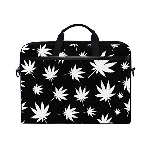 Laptoptasche, 35,6 cm (14 Zoll), abstraktes Cannabis-Design, weißes Marihuana-Blatt (1) Canvas-Stoff, Laptoptasche, Business-Handtasche mit