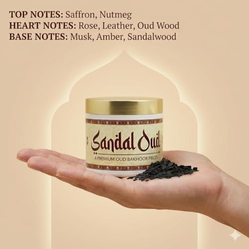 Image of Sandal Oud BAKHOOR Incense | Authentic Arabic BAKHOOR Incense | 40 GMS JAR | Pack of 1 | Natural Wood Chips Sandal Fragrance