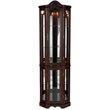Home Decorators Collection Vitric Lighted Curio, 70" Hx21 Wx16 D, Mahogany