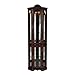 Lighted Corner Curio Cabinet - Mahogany Wood Finish - Three Tier Adjustable Shelves