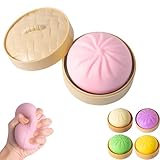 Dumpling Squishy, Mystery Squishy Dumpling Box, Fidget Toys Adults & Teens, Easter Basket Stuffers, Stocking Stuffers, Sensory Stress Ball Squeeze Toys for Stress Relief (Pink)