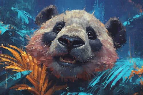 KY-link Stamped Cross Stitch Kits, Panda Munching in Secluded Grove, Needlepoint Counted Cross Kits for Beginners, Embroidery Kits Arts Home Decor(11CT No Frame,16x20 inch)(Cross Stitch10)