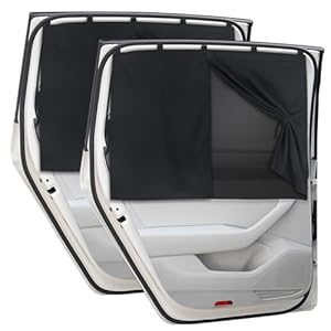DIZA100 Car Window Shades,Full Shade/Half Shade Options,Magnetic Double Layer Car Sun Shade for Side Windows, UV Protection Mesh Window Covers (Black-2pcs)