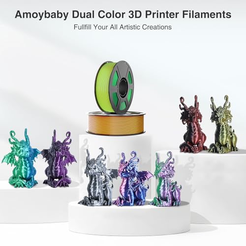 Image of Blue Rose Red Dual Color Silk PLA Filament Multicolor 1.75mm, Dimensional Accuracy ±0.03mm, Shiny Coextrusion 3D Printer Filament 1KG Spool(2.2lbs) for FDM 3D Printers