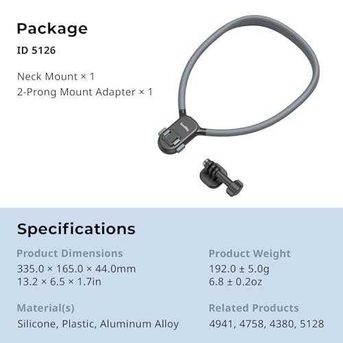 SMALLRIG Magnetic Neck Mount for Action Camera, Quick Release One-Click Button & Ergonomic Design, for GoPro Hero 12/11/10/9, for dji Action 4/5, for Insta360 Ace Pro 2, 5126 - imagen 8