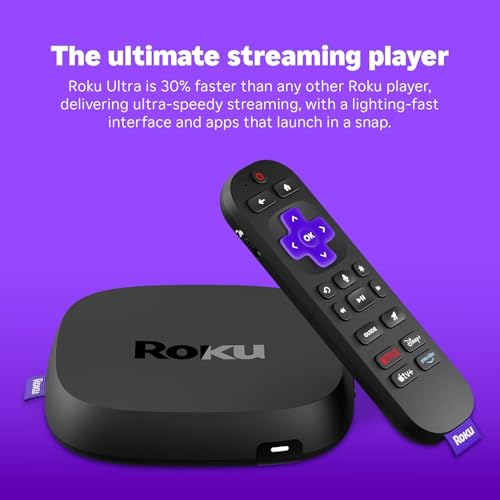 Image of Roku Ultra - Ultimate Streaming Player (Renewed) - 4K Streaming Device for TV with HDR10+, Dolby Vision & Atmos - Bluetooth & Wi-Fi 6- Rechargeable Voice Remote Pro with Backlit Buttons (Renewed)