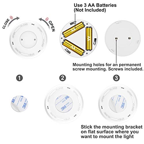 Luxsway Battery Powered Push Lights, Wireless Puck Lights, Dimmable Under Cabinet Lights With Nature/Warm/Cool Light, Remote Control Stick On Lights For Closet Cabinet Stair,Timer On/Off- 4Pack #TOP6