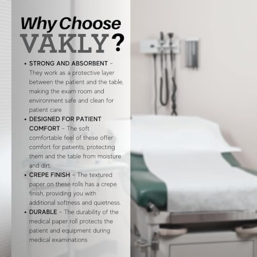 Image of Vakly Exam Table Paper Roll 14 in x 225 ft Smooth, Disposable, 2 Rolls (12)