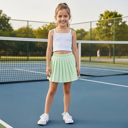 Image of HIHA Girls 3 Piece Outfit Cami Crop Tops Skirt Set with Button Down Shirts Size 6-12