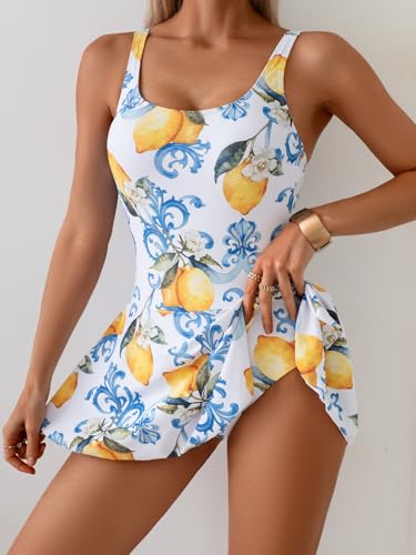 Image of Eomenie One Piece Swimdress Swimsuits for Women Tummy Control Swim Dresses Skirt Bathing Suit
