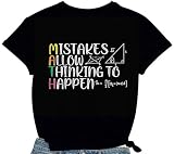 COMIZI Womens Math Teacher Shirt Teaching Letter Print Tshirt Math Teacher Life Tee Tops Black
