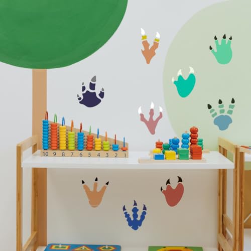 FINGERINSPIRE 9PCS Dinosaur Footprint Painting Stencil 15x15cm Animal Dinosaurs Painting Templates Animal Footprint Pattern Stencil for Painting on Wood Wall Fabric Furniture DIY Home Decor - Image 4