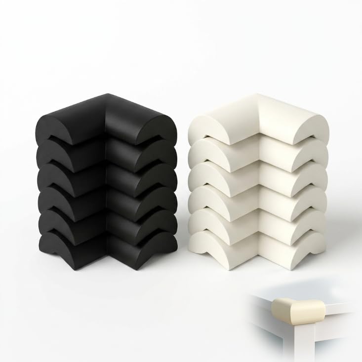 12 Pack Baby Corner Protectors– Soft Foam Edge Guards for Kids, Self-Adhesive Bumpers for Child Safety, Furniture, Desks, Tables – Safe & Durable Corner Cushions