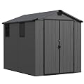 Patiowell 6 x 8 FT Resin Outdoor Storage Shed with Floor, Weatherproof Plastic Tool Shed, Lockable Door & 2 Windows, Easy Assembly for Garden, Backyard, Lawn Equipment (Dark Grey)
