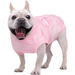 Kuoser Dog Surgery Recovery Suit, Anti Licking Surgical Suit for Dogs Male Neuter, Soft Dog Surgery Suit Female Spay Subsititute E-Collar Cone, Doggie Body Suits After Surgery Pink Tie Dye S