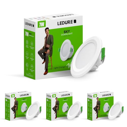 Image of LEDURE Sky Downlight 7W | Pack of 4 | Extra Bright | Concealed LED Light | Ceiling Light | 7W Natural White Round Downlight |Recessed Mount Formate Glare-Free | Cutout - 3 inch