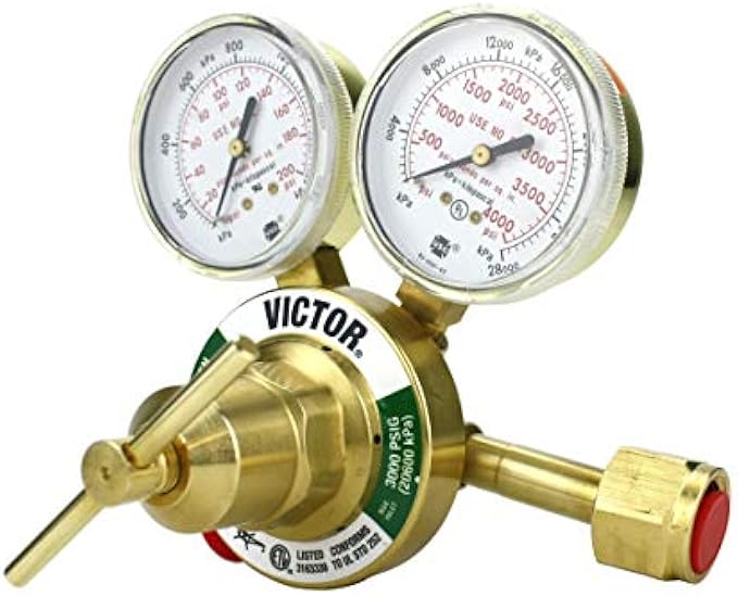 VICTOR Heavy Duty Oxygen Regulator Model: 350-125-540 - Delivery Rate: 5-125 psi - CGA-540 - Full Brass - Genuine Victor
