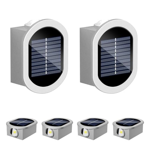 vighep 6 Pack Solar Fence Lights Outdoor Garden, Up&Down Wall Lights Solar Powered 2-Color Mode, IP65 Waterproof LED Lighting for Outside Patio Backyard Porch Pool Decorations