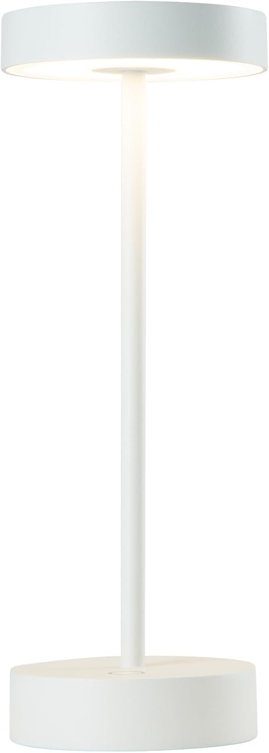 STANDY Minimalist Table Lamp-1 Pack - Cordless Rechargeable Light with Touch Dimming, Base Charging, IP54 – for HoReCa, Bedroom, Living Room, Outdoor Use (White)