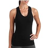 Womens Dri-More built in Bra Racerback Tank Activewear Gym Sports (M (8-10), Black)