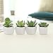 MyGift Mini Assorted Artificial Succulent Plants - Decorative Potted Desert Plants in Square White Ceramic Planters, Set of 4