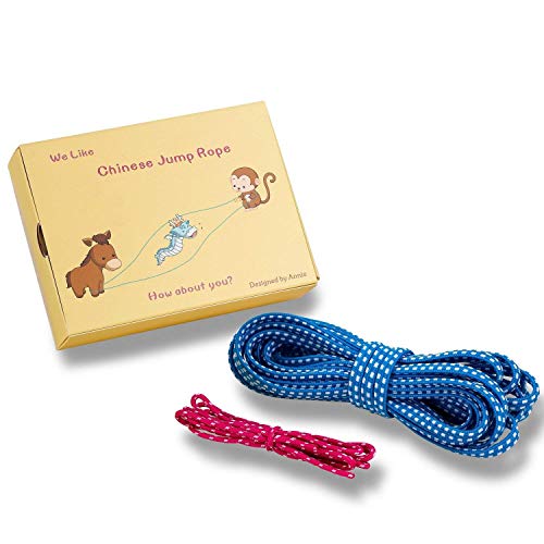 Naruirun Chinese Jump Rope 16 Ft Elastic Jump Ropes and Play Jump Rope Cat's Cradle for Kids 5.2 Ft Cats Cradle Toy (Blue)