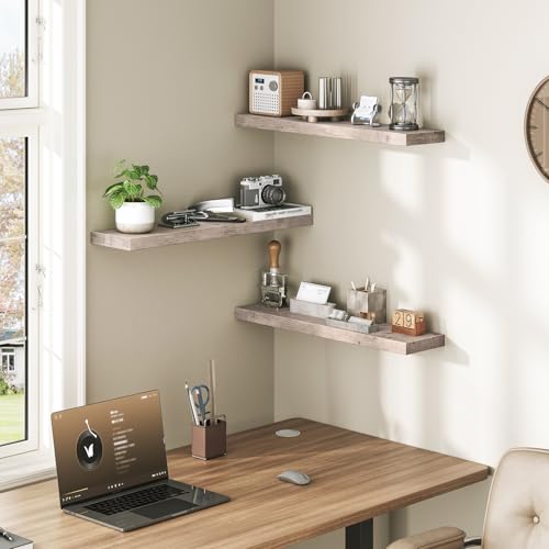 RALGEND Floating Shelves for Wall, 1.5" Thick Wall Shelf Set of 3 with Invisible Brackets, 23.6L x 7.9W Hanging Book Shelves Farmhouse Home Decor for Bathroom, Living Room, Bedroom, Greige 6301BJP3BG by RALGEND - Used condition - Image 6