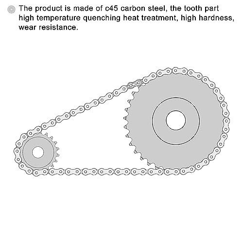 sourcing map #25 Kette Rolle Zahnrad 14mm Bohrung 1/4 Abstand 16 Zahn Einzeln Strand Kette Ritzel C45 Karbonstahl 25 Rolle Kette Ritzel mit Set Schrauben für ISO 04C Kette 2Stk