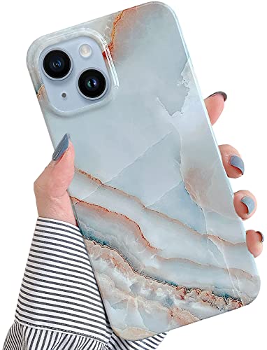 J.west Compatible With Iphone 14 Plus Case 6.7", Grey Marble Design Graphics Stone Pattern Ultra Slim Thin Flexible Bumper Soft Rubber Tpu Silicone Protective Phone Case Cover For Girls Agate Slice #TOP29