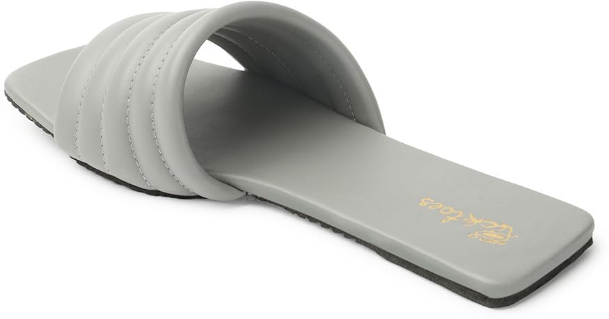 Image of Picktoes Pt-427 Women's Grey Synthetic Leather Casual Flat Sandal