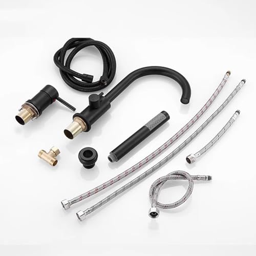 Mitigeur bain-douche 3 trous noir orientable avec douchette - 7