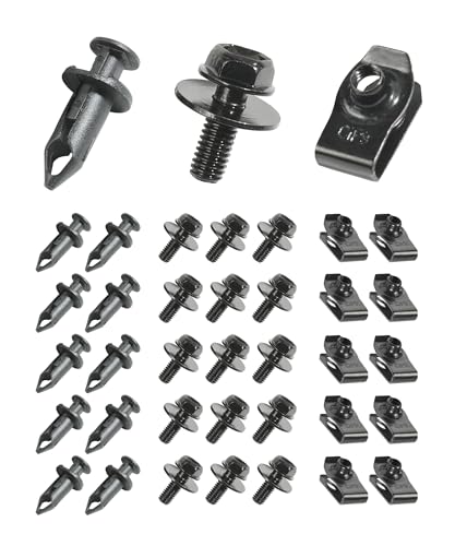 Image of SCUARI 35PCS Car Engine Under Cover Splash Shield Guard Body Bolts Screws,Skid Plate Bolts Screw Kit,Bumper Screws,Engine Splash Shield Screw,Suitable for Most Cars and Sedans Replacement