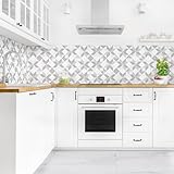 CRÉDENCE DE CUISINE À MOTIFS : film adhésif mural de cuisine - fond de hotte élégant - alternative au carrelage - revêtement pour les niches - recouvre les surfaces lisses - se pose également derrière la cuisinière