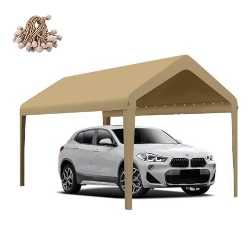Canopy Replacement Cover, Carport Replacement Canopy, 800D Oxford Waterproof & UV Protected Tarp with Ball Bungees (Frame is not Included) (Beige, 12x20)