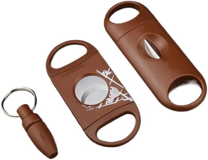 Cigar Cutter V Shaped Stainless Steel Keychain Set - Portable Pocket Guillotine Puncher, Manual Travel Accessory Tool(A)