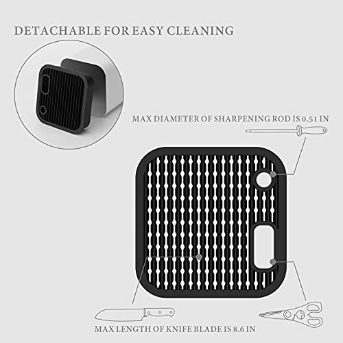 Kitchendao Farmhouse Stainless Steel Universal Knife Block Holder With Slots For Scissors And Sharpening Rod-Detachable For Easy Cleaning -Space Saver Knife Storage Stand Display #TOP2