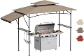 DikaSun Grill Gazebo 11x5 Double Tiered with Extra Shadow BBQ Waterproof Canopy Outdoor Gazebos for Patio, Backyard(Beige)